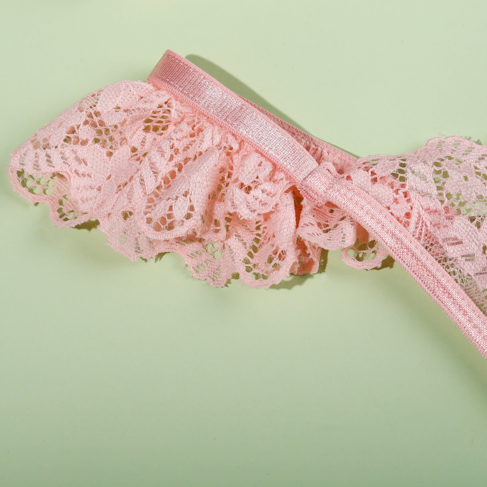 Lace Pink Lingerie Set - Heart Ring Corset and Thong