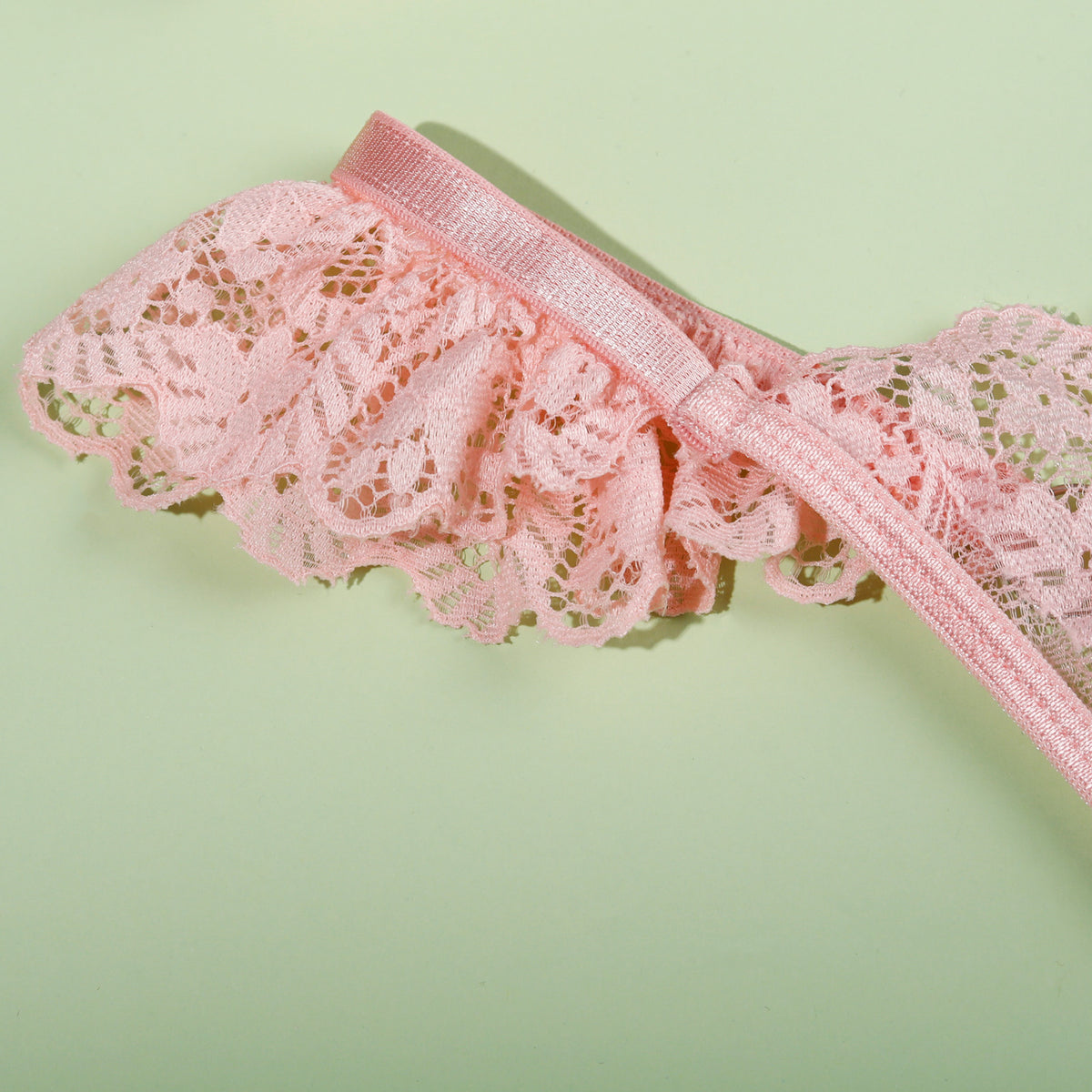 Pink Lace Lingerie Set - Heart Ring And Crisscross Front