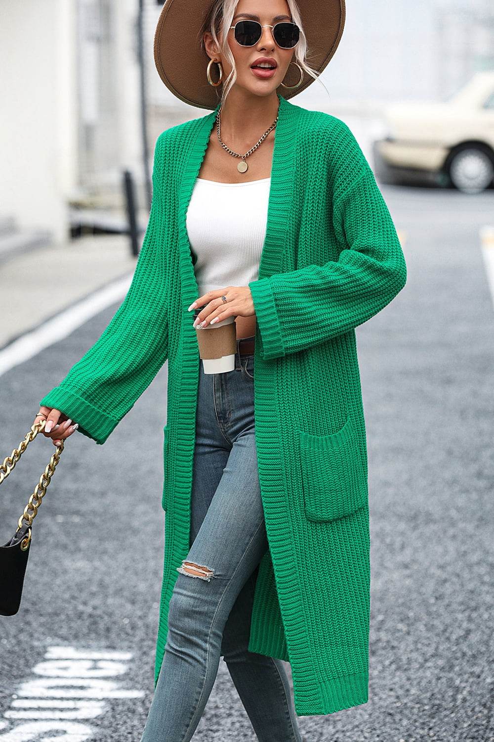 Women's Dropped Shoulder Cardigan in Cream - Fashions Envy