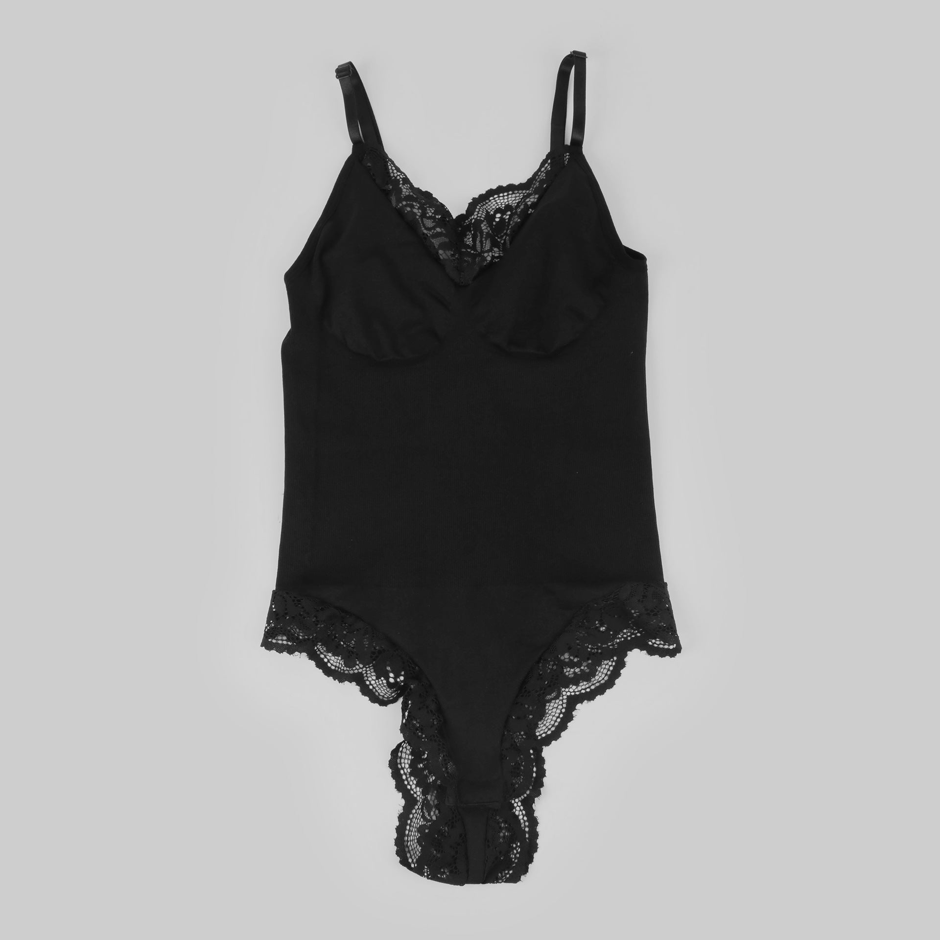 Lace Detail Thong Bodysuit - Tummy Control Shapewear
