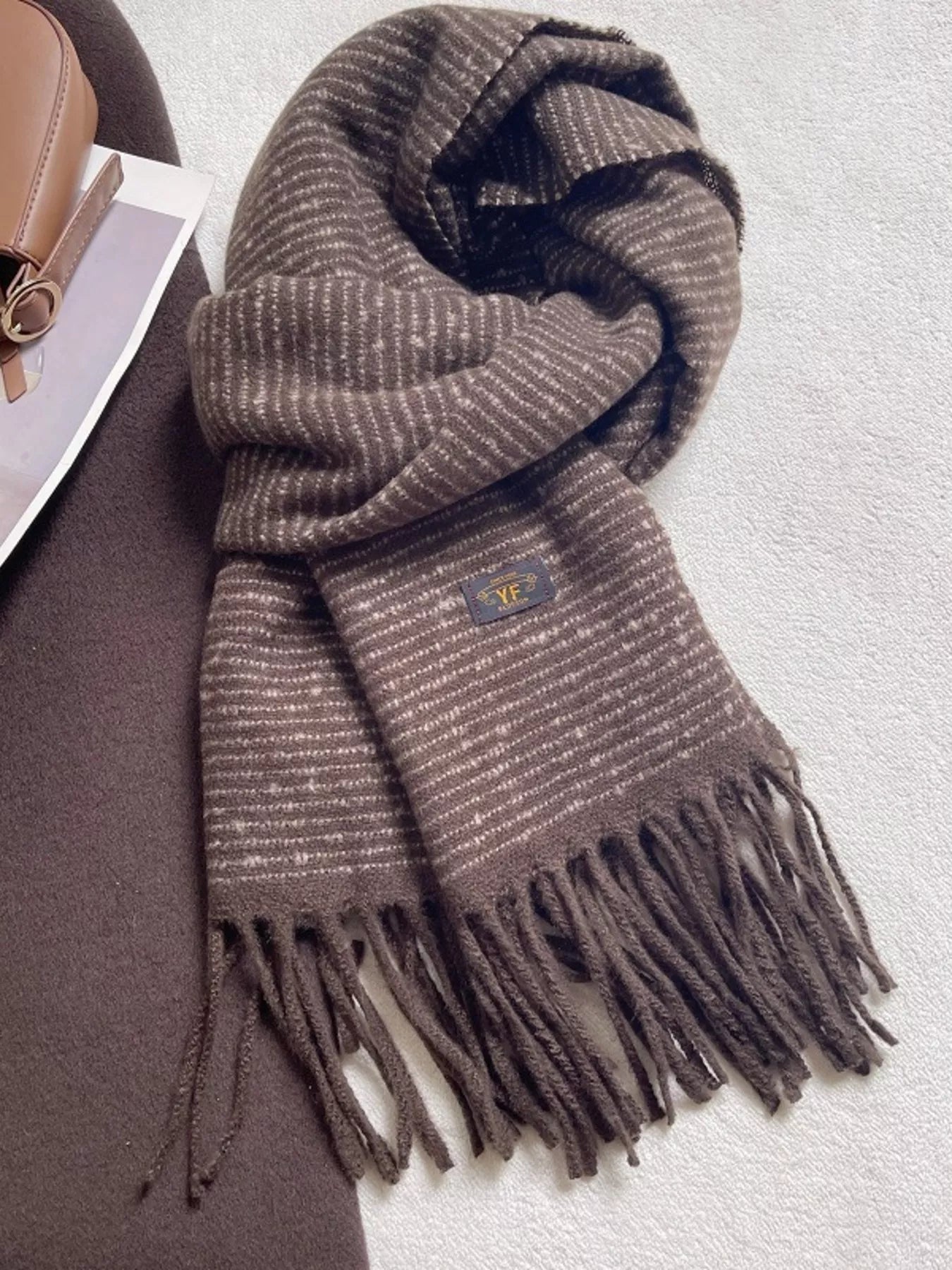 Striped Tassel Scarf - Warm Multicolor Fringe - Fashions Envy