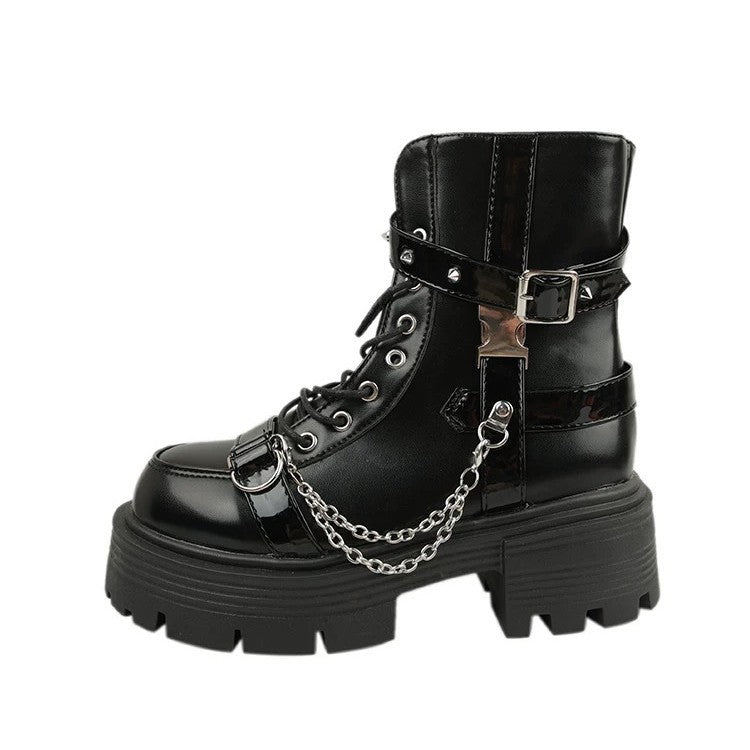 Martin Boots - Black Thick Sole Mid-Calf Platform