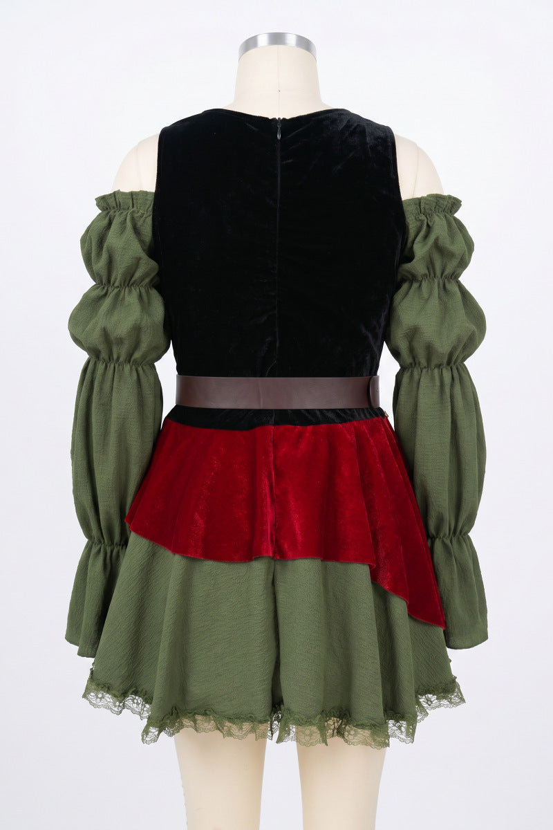 Halloween Pirate Costume Dress - Lace-Up Bodice and Belt