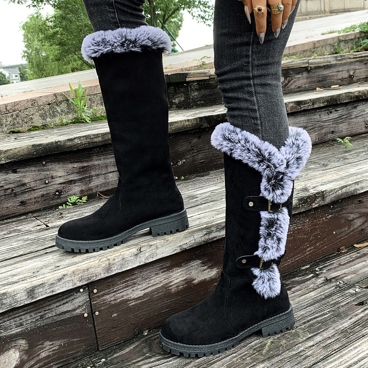 Snow Boots - Rabbit Fur Lined Waterproof Winter