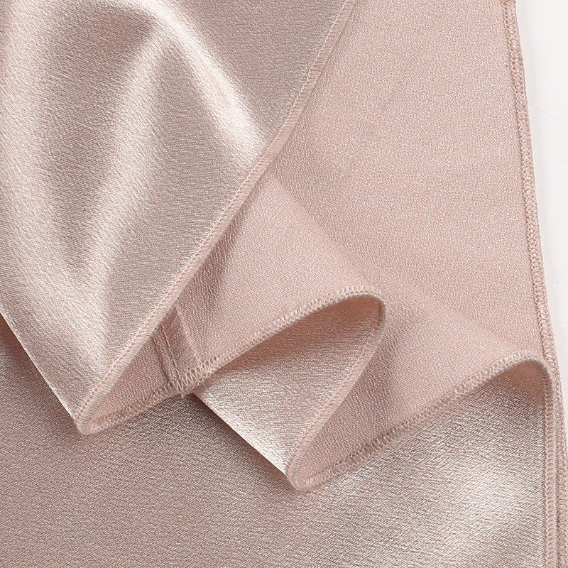 Champagne Satin Halter Maxi Dress - Cutout Waist Ruched Slit Mermaid Gown