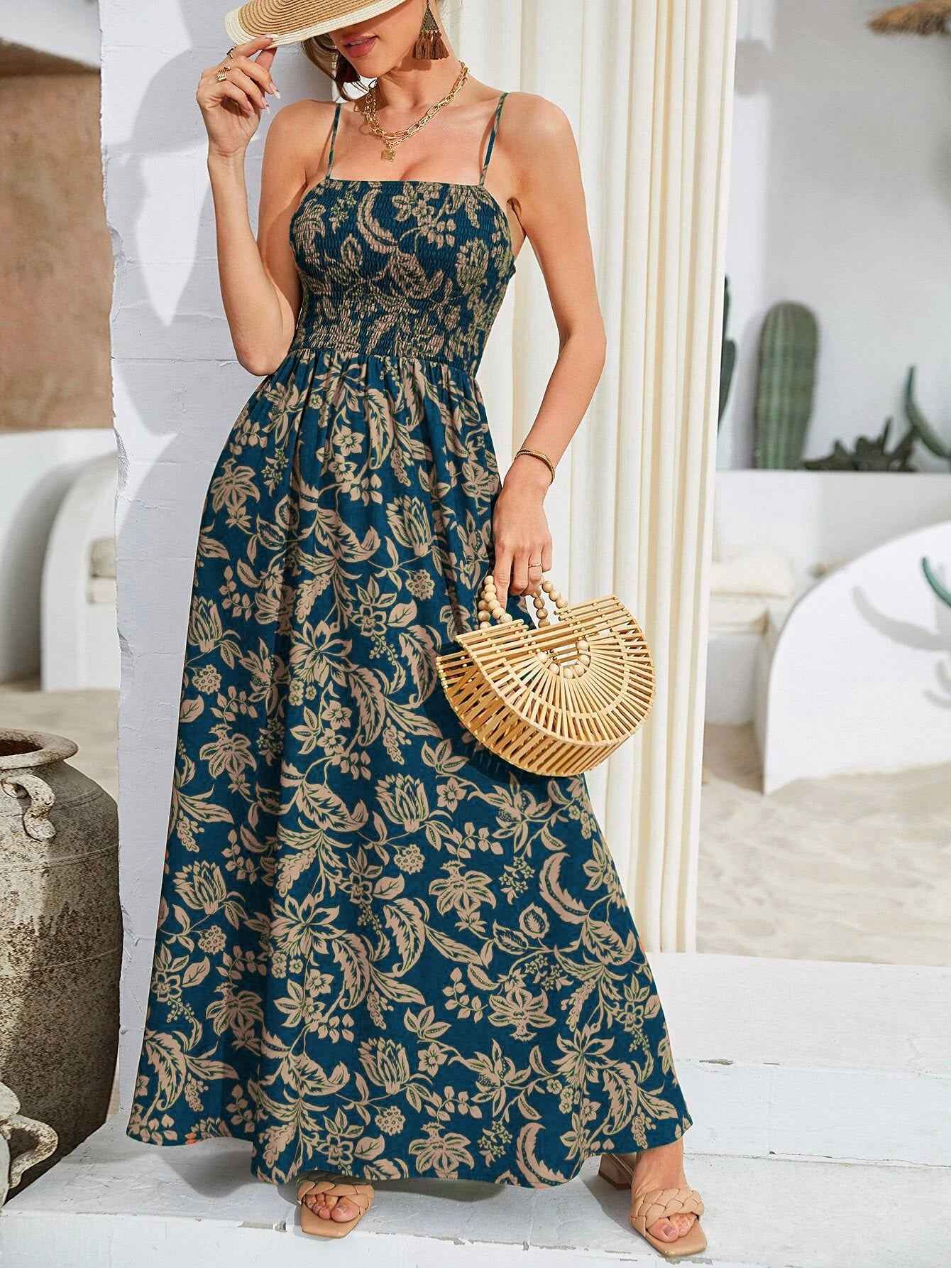 Floral Maxi Dress - Flowy Spaghetti Strap Summer Style