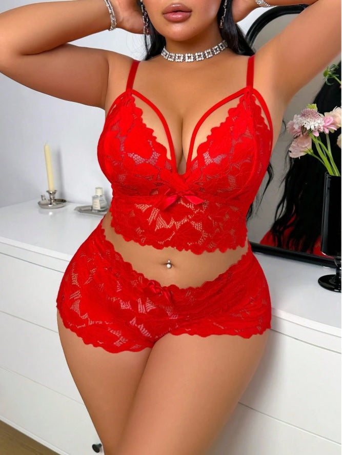 Lace Figure-hugging Bra Set - Sleeveless Lingerie