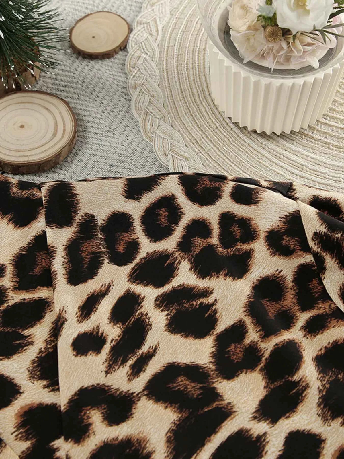 Leopard Print Lounge Set - Cami Crop Top Cardigan & Shorts