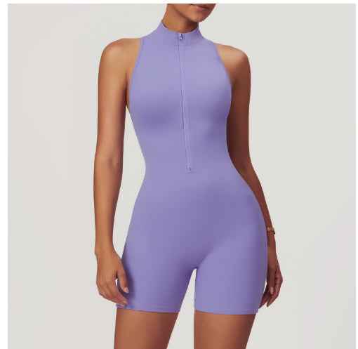 Half-Zip Backless Romper - Butt-Lift Technology