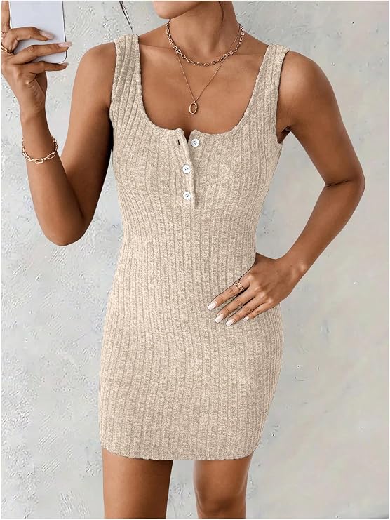Ribbed Knit Tank Mini Dress and Cardigan Set