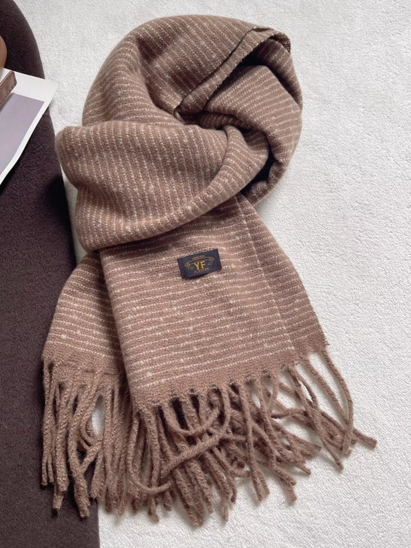 Striped Tassel Scarf - Warm Multicolor Fringe - Fashions Envy