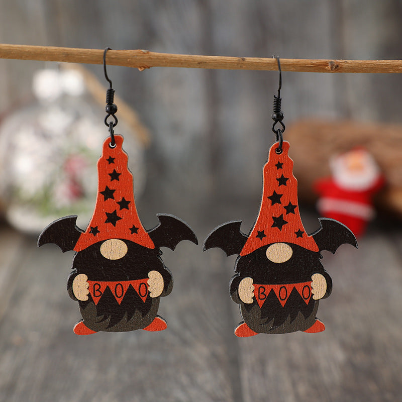 Wooden Point Hat Gnome Shape Earrings - Fashions Envy