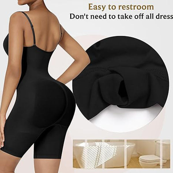 Black Cami Shapewear Bodysuit - Booty-Lift with Open Gusset