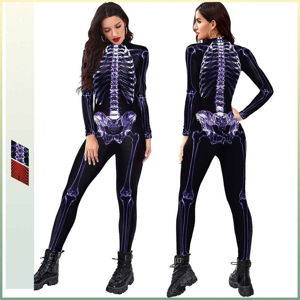 Halloween Skeleton Jumpsuit - 3D Print Full-Body Catsuit
