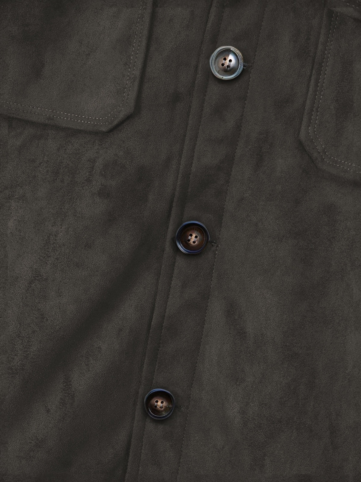 Men's Faux Suede Jacket - Button Front Chest Pockets