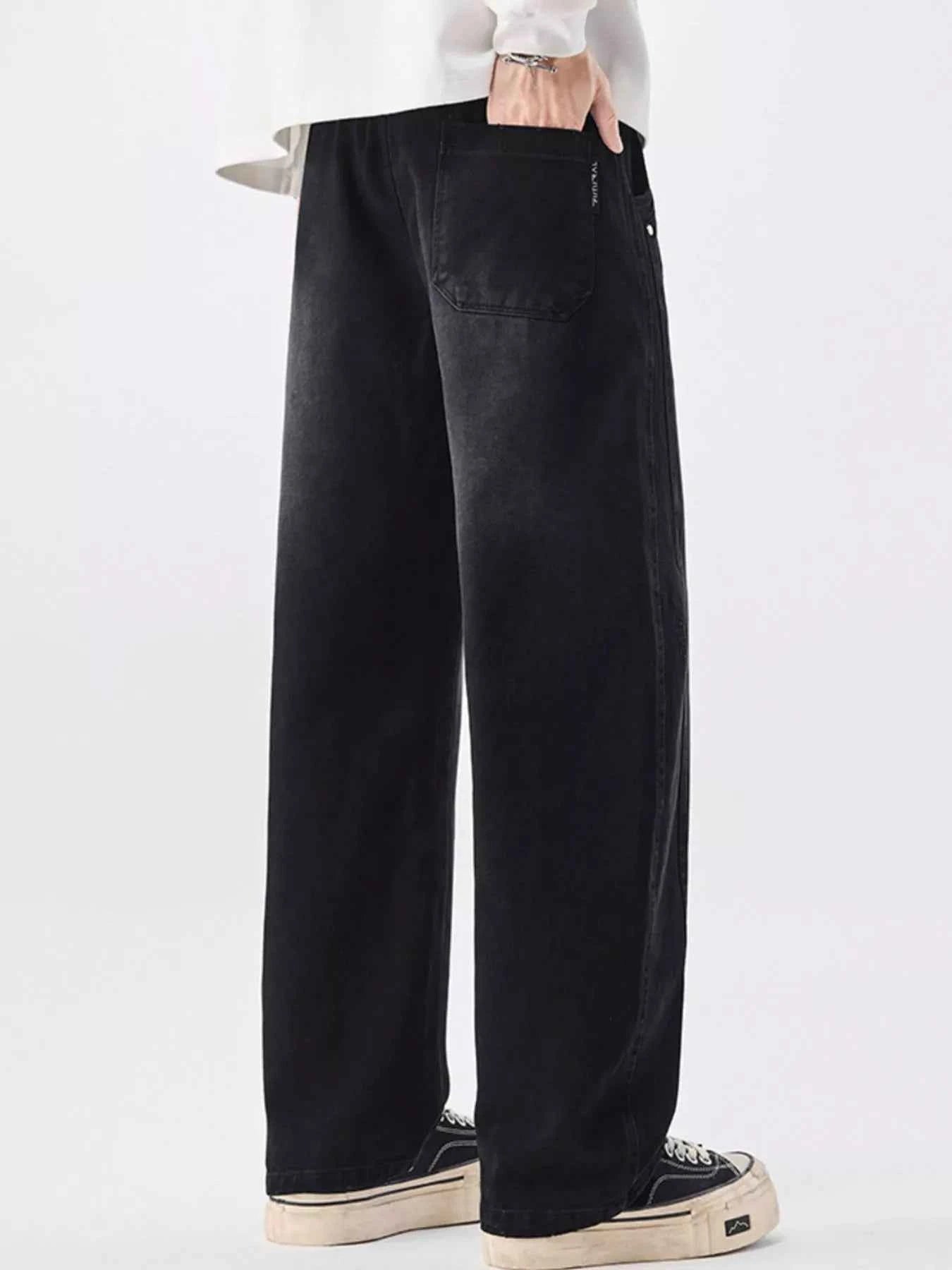 Men's Wide Leg Pants - Drawstring Vintage Wash