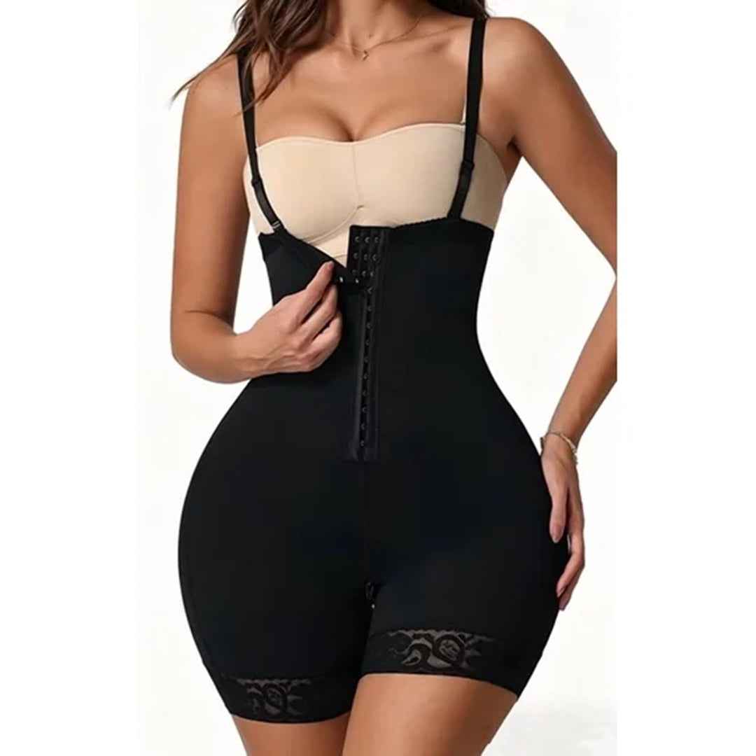 Women's Bodysuit With Tummy Control, High Compression Waist Trainer Shapewear, Seamless Body Shaper With Lace Trim, Adjustable Straps, Zipper Crotch