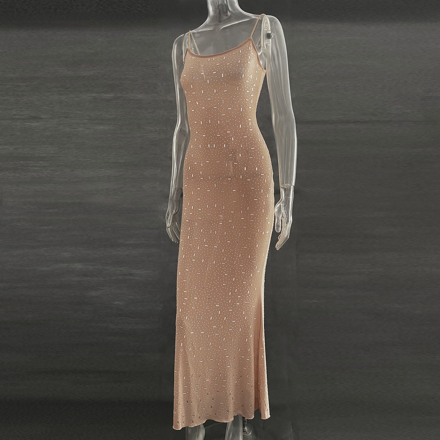 Diamond Mermaid Long Dress - Shiny Suspender Style - Fashions Envy