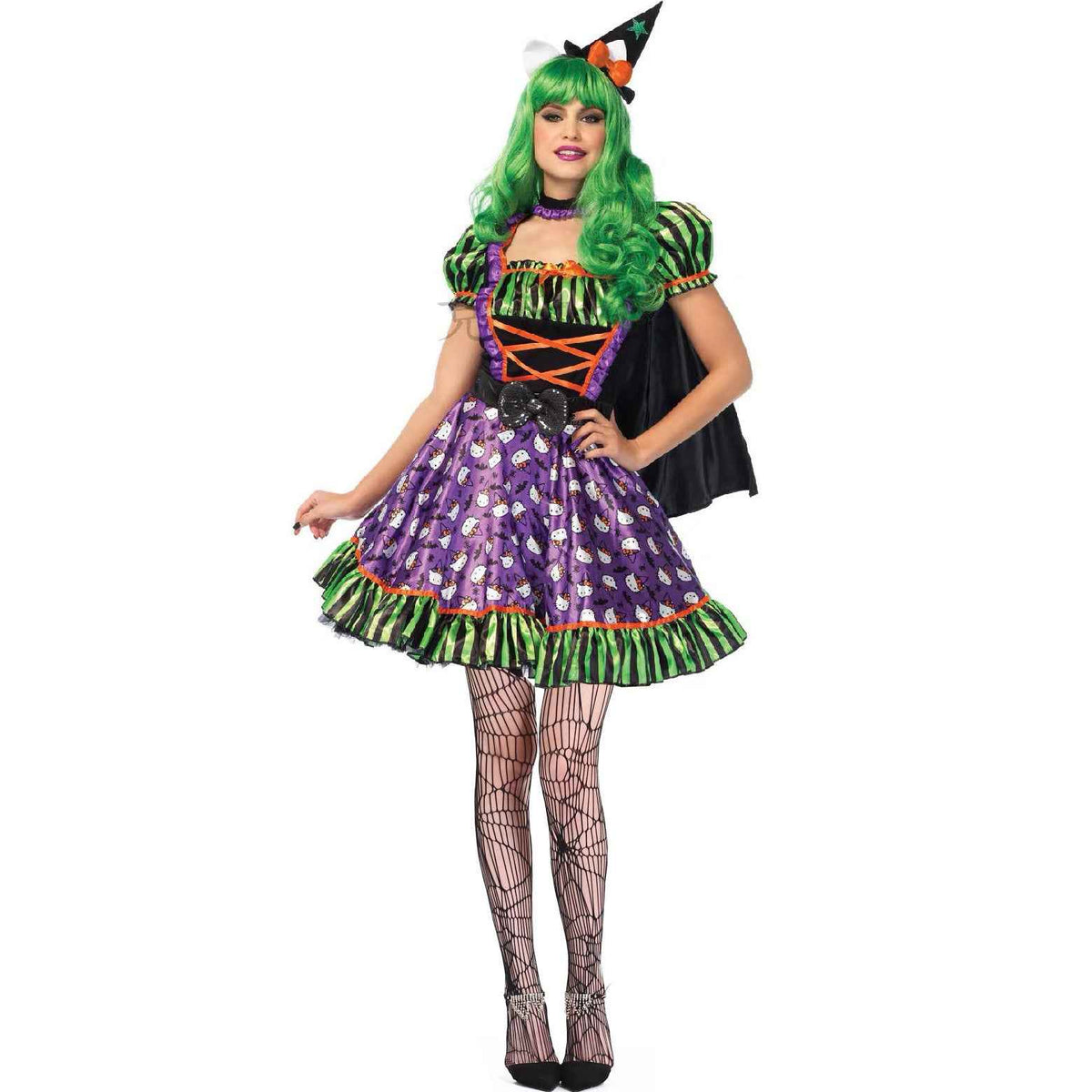 Cute Witch Halloween Costume Set - Hello Kitty Cape Dress