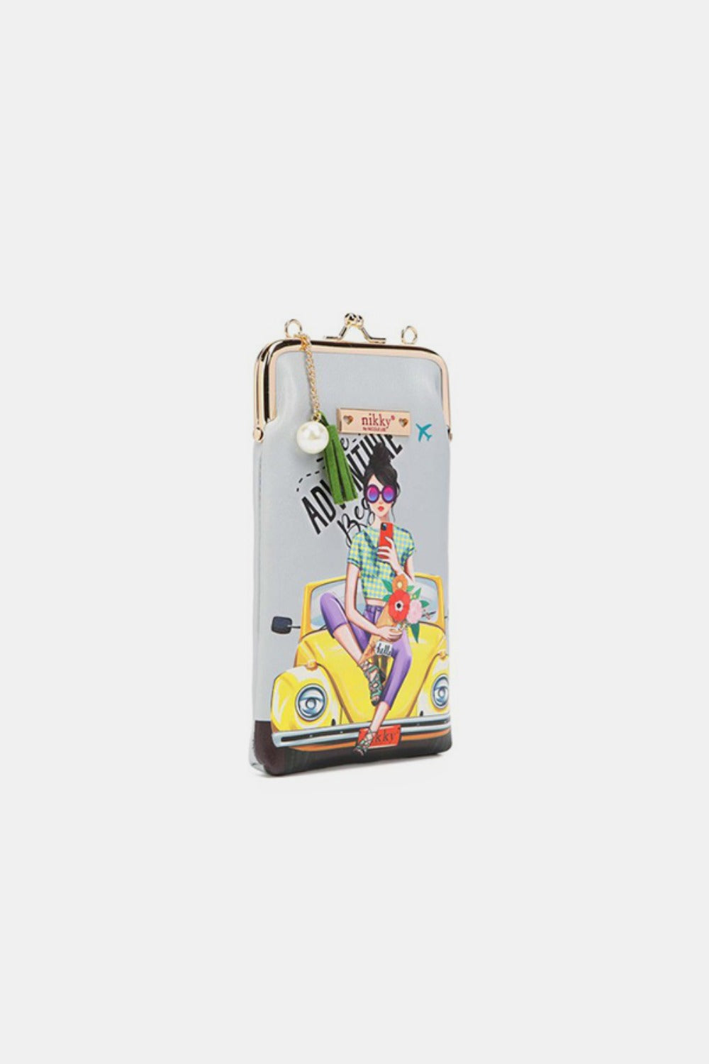 Nicole Lee USA Printed Kisslock Phone and Sunglass Purse - Fashions Envy