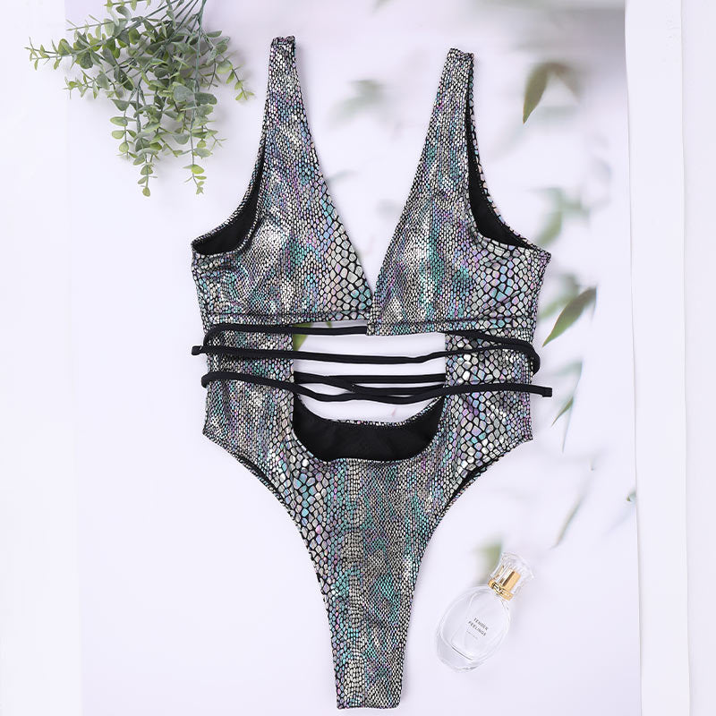 Strappy Lace-Up Swimsuit - One-Piece Bathing Suit