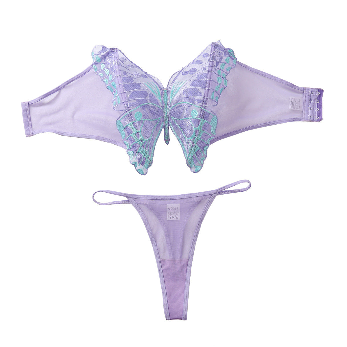 Mesh Lingerie Set - Embroidered Bow Detail