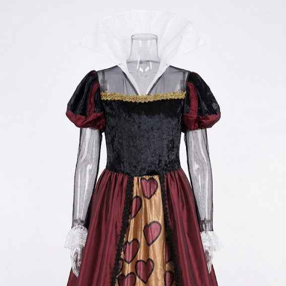 Alice in Wonderland Red Queen Cosplay Costume, Halloween Stage Performance Dress