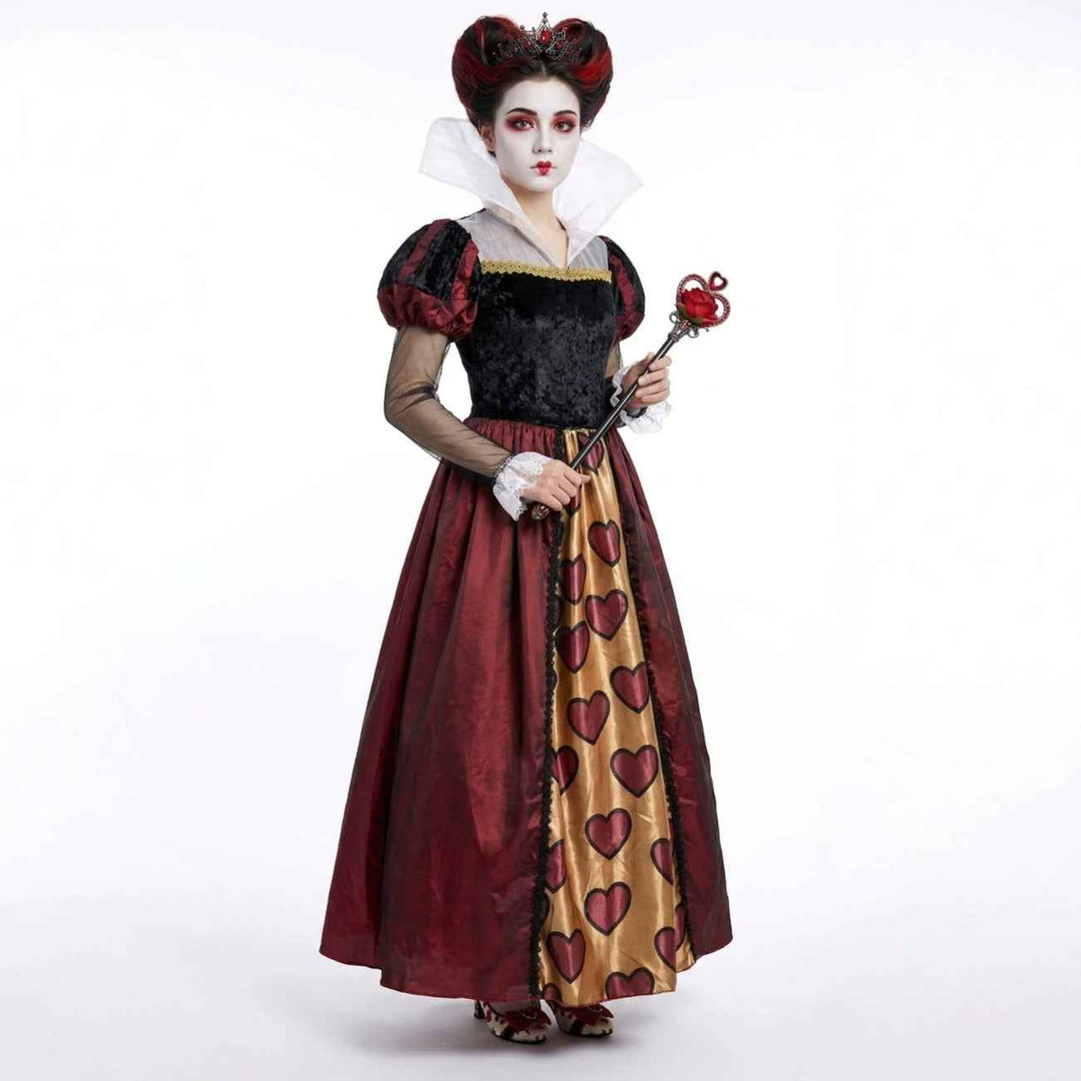 Alice in Wonderland Red Queen Cosplay Costume, Halloween Stage Performance Dress