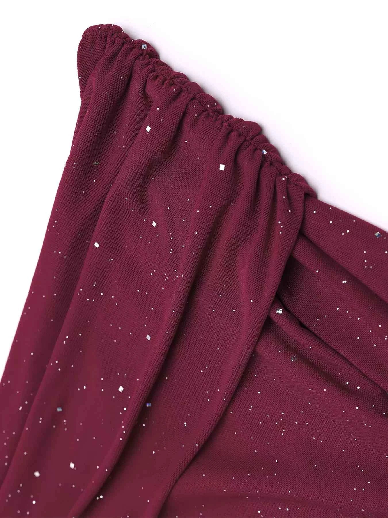 Glitter Off-Shoulder Maxi Dress