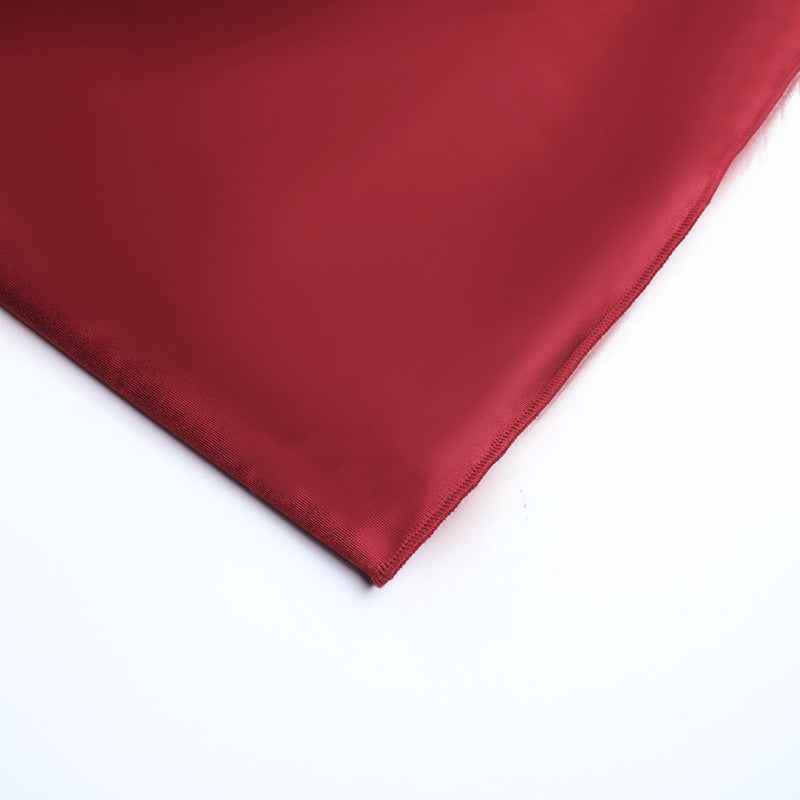 Satin Maxi Dress - Deep Red Off Shoulder High Slit