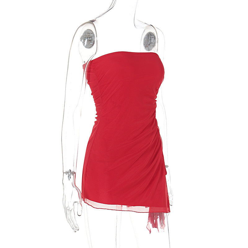 Y2K Tube-top Split Leg Summer Backless Mini Dress