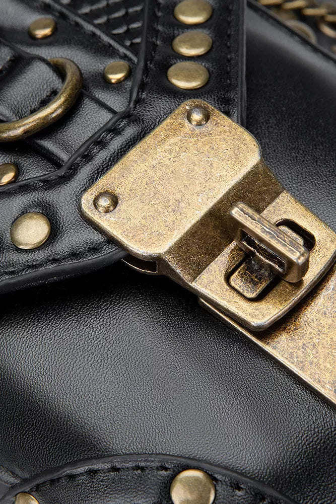 Steampunk Rivet Decor Multipurpose Crossbody Bag - Fashions Envy