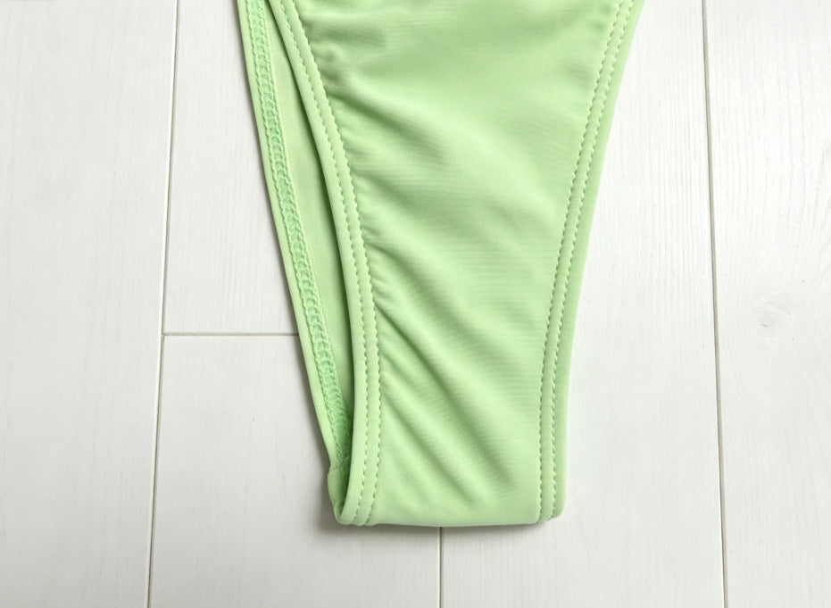 Color Block Halter Bikini Set - 3-Piece Ruched Wrap Skirt Cover