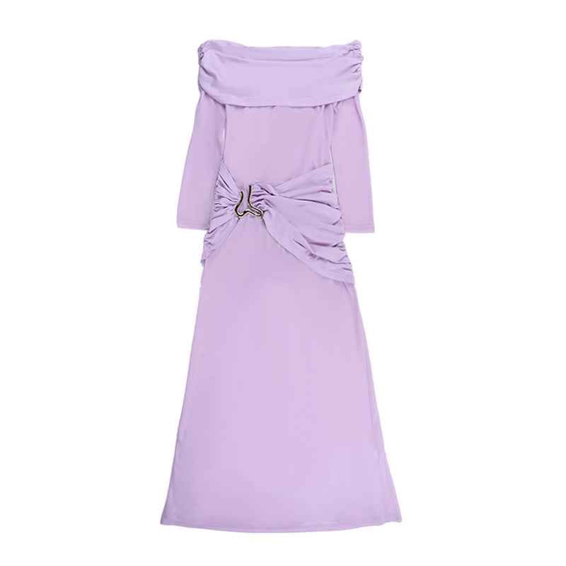 Off Shoulder Mesh Maxi Dress - Long Sleeve Bodycon Gown