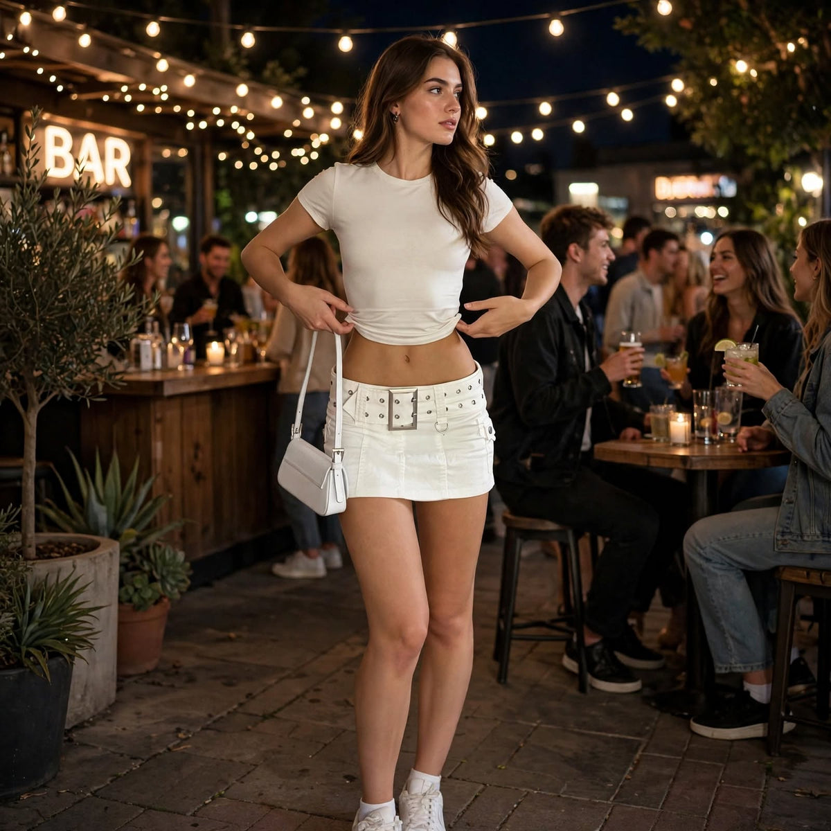 Low Waist Cargo Mini Skirt - Eyelet Hardware and Side Pockets