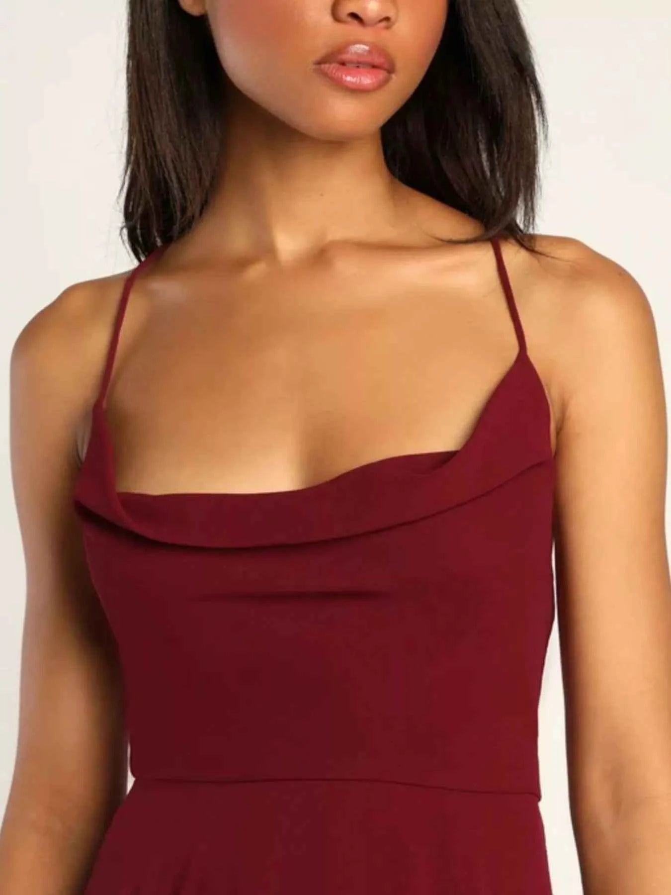 Slit Maxi Dress - Lace-Up Backless Gown