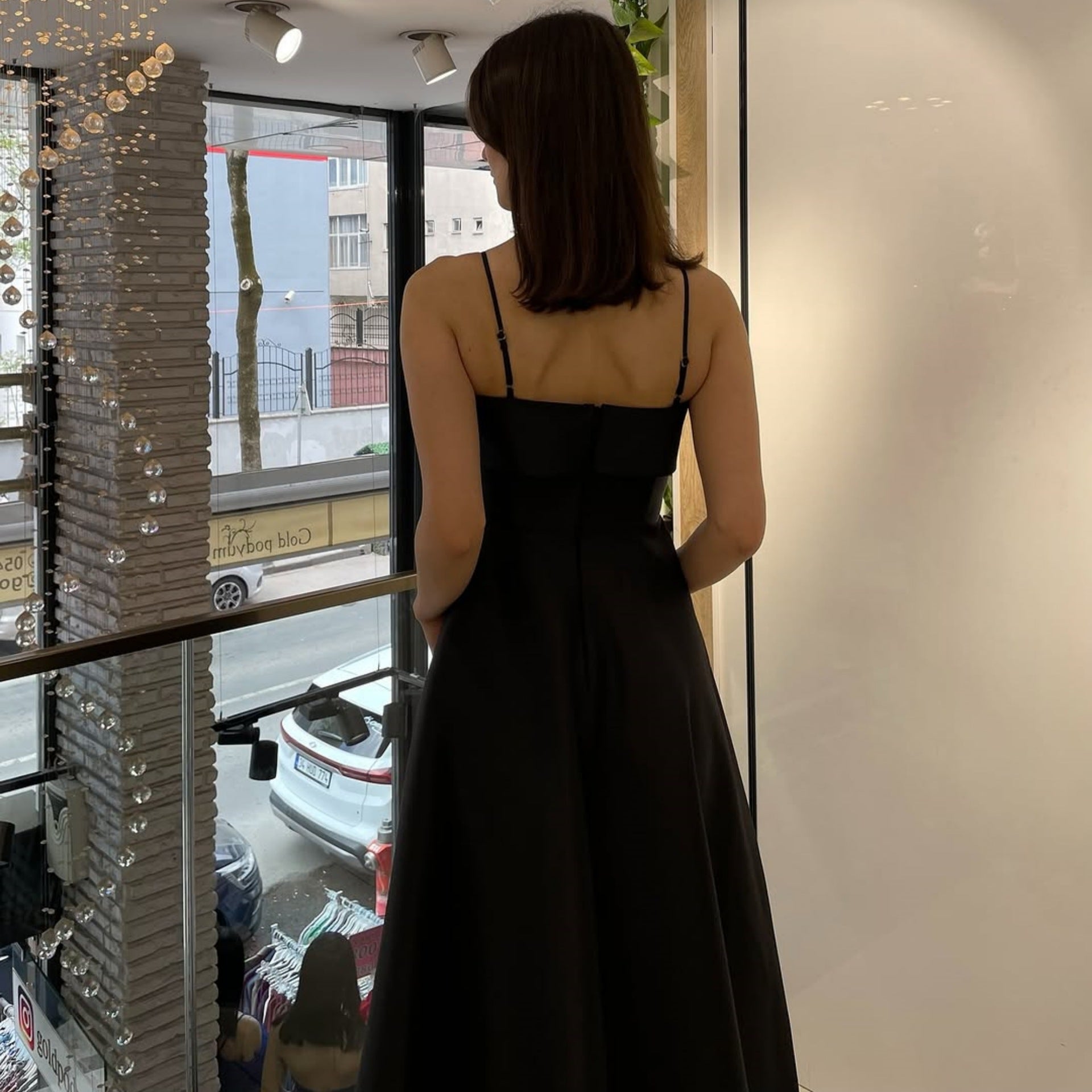 Satin Suspender Dress - Sleeveless Evening Gown - Fashions Envy