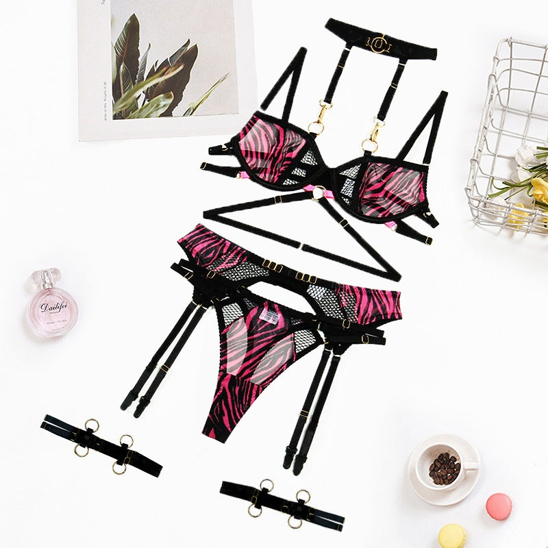 Mesh Lingerie Set - Halter Neck Five Piece