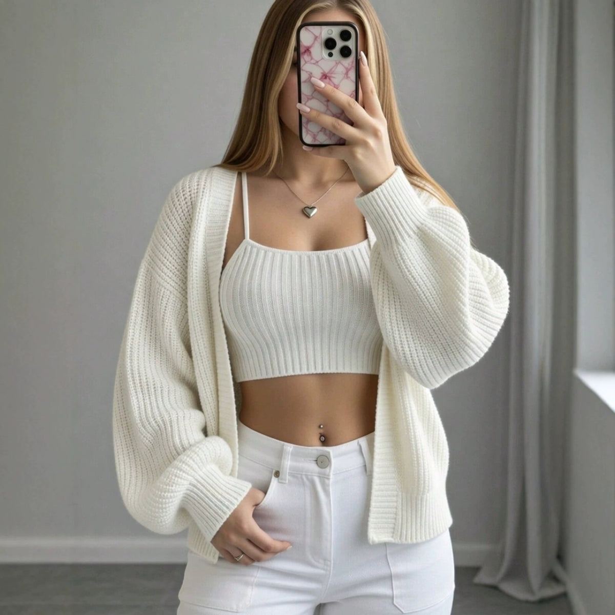 Relaxed Loose V-Neck Knit Cardigan for Women, Autumn Winter New Outerwear Sweater Coat, Plus Size Slimming Top