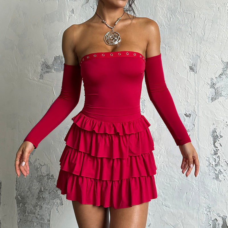 Asymmetric Bodycon Mini Dress - Long Sleeve Knit - Fashions Envy