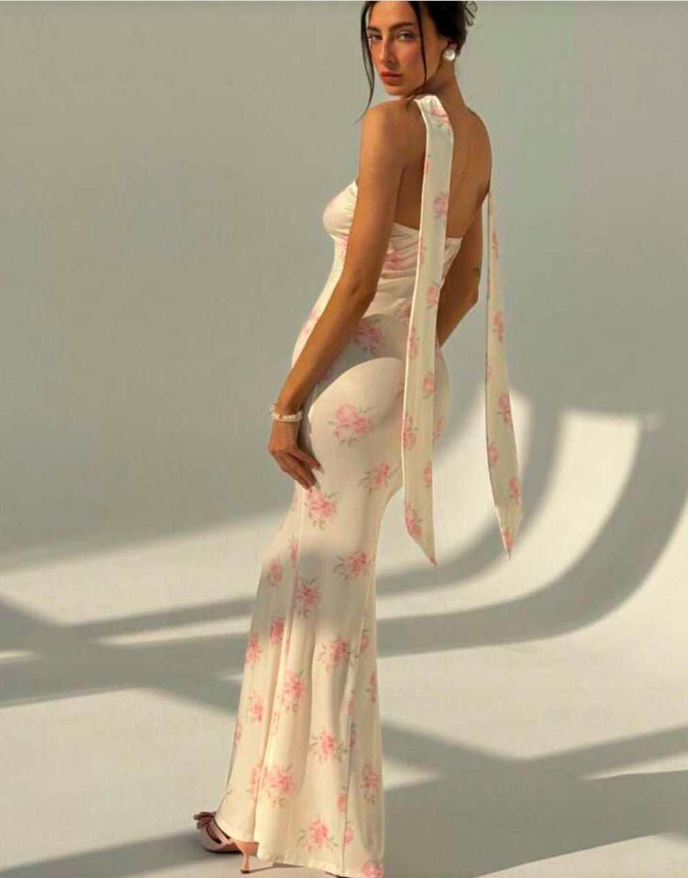 Strapless Ribbon-Trimmed Formal Gown - Fitted Sheath Dress