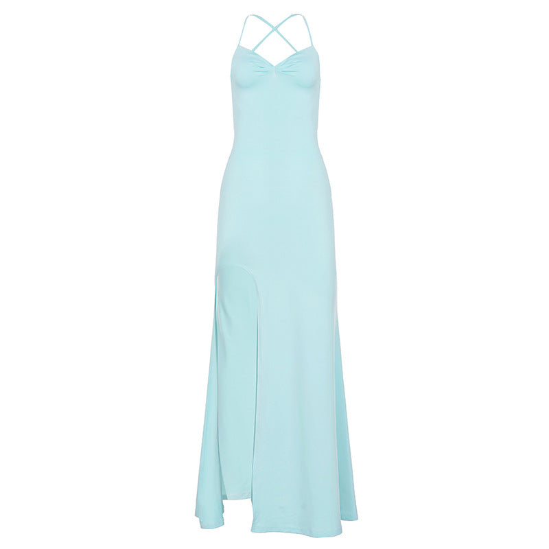 Backless Party Dress - Bow Detail Split Maxi Gown - Fashions Envy