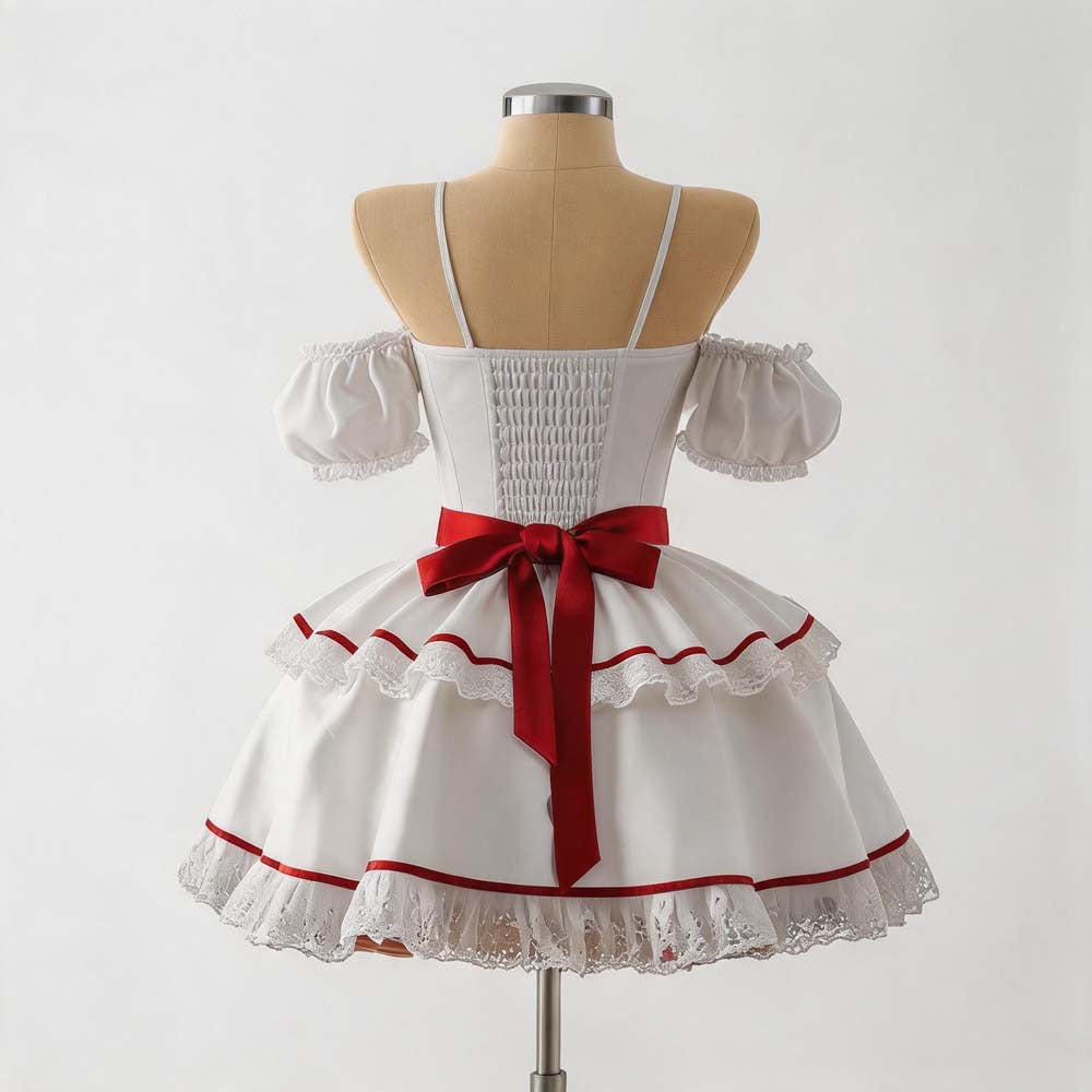 Halloween Annabelle Costume - Creepy Doll Lace Mini Dress Set