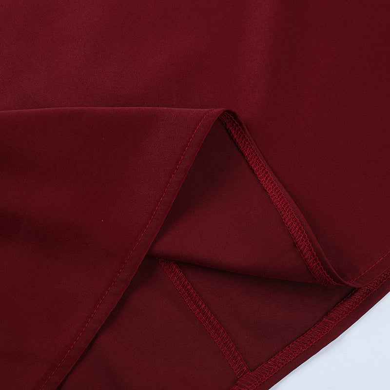 Burgundy Strapless Satin Maxi Dress - Slim Fit Prom Gown