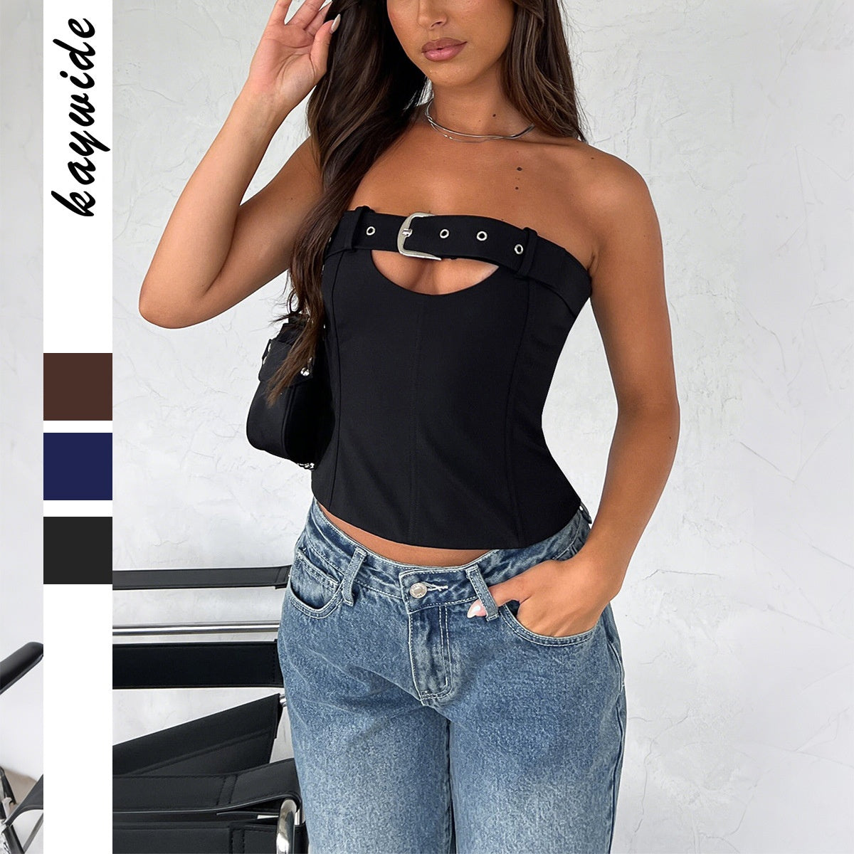 Summer Cropped Tube Top - Chic Adjustable Belt