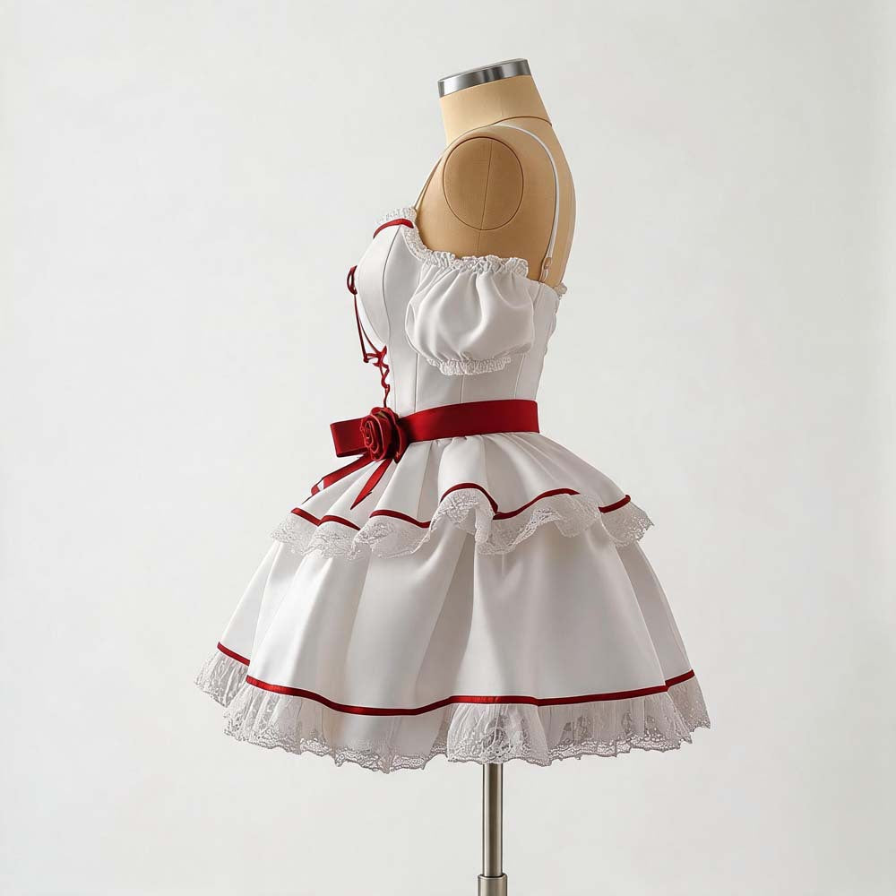 Halloween Annabelle Costume - Creepy Doll Lace Mini Dress Set