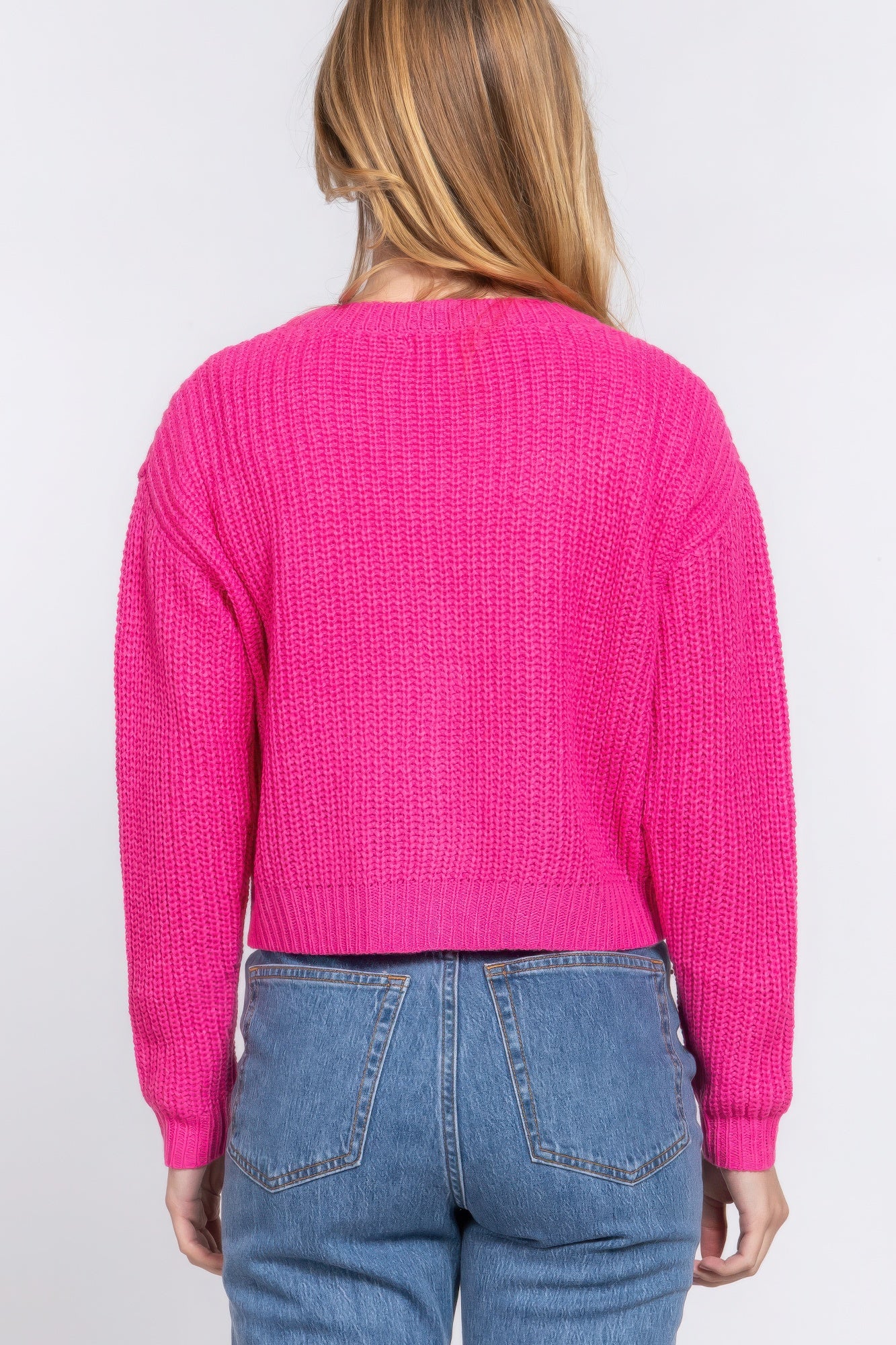 Button Up Long Sleeve V-neck Cardigan Sweater