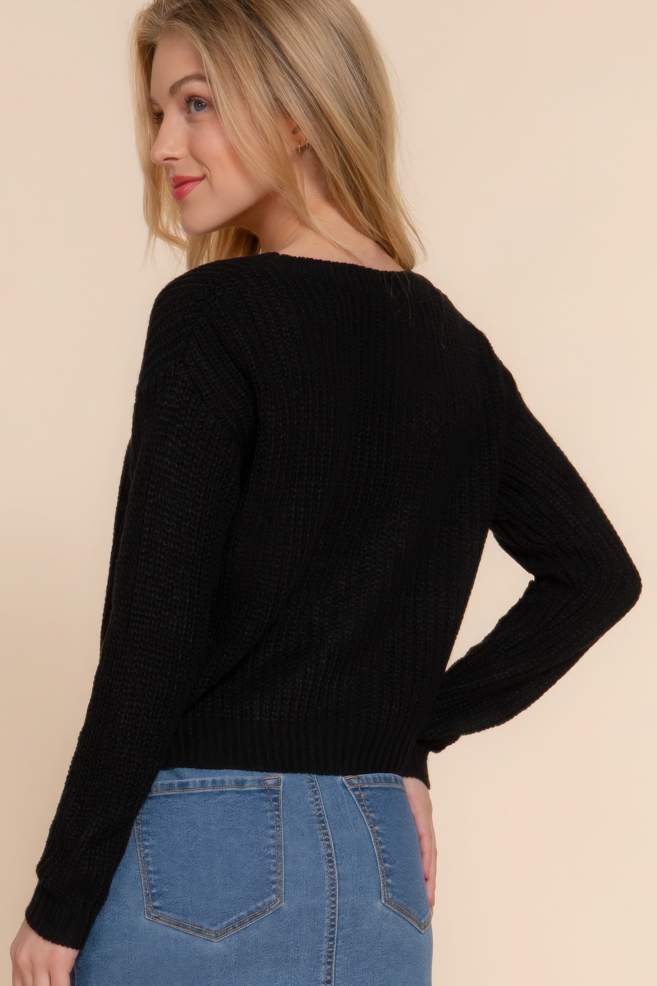 Button Up Long Sleeve V-neck Cardigan Sweater