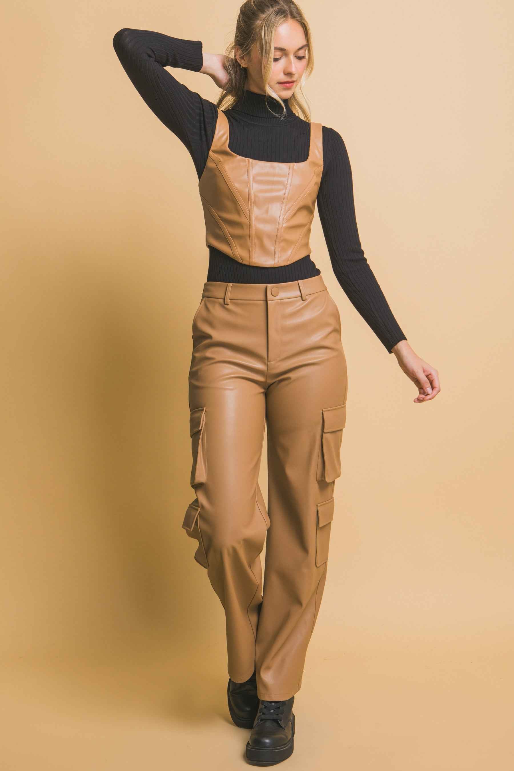 Faux Leather Corset Inspired Top