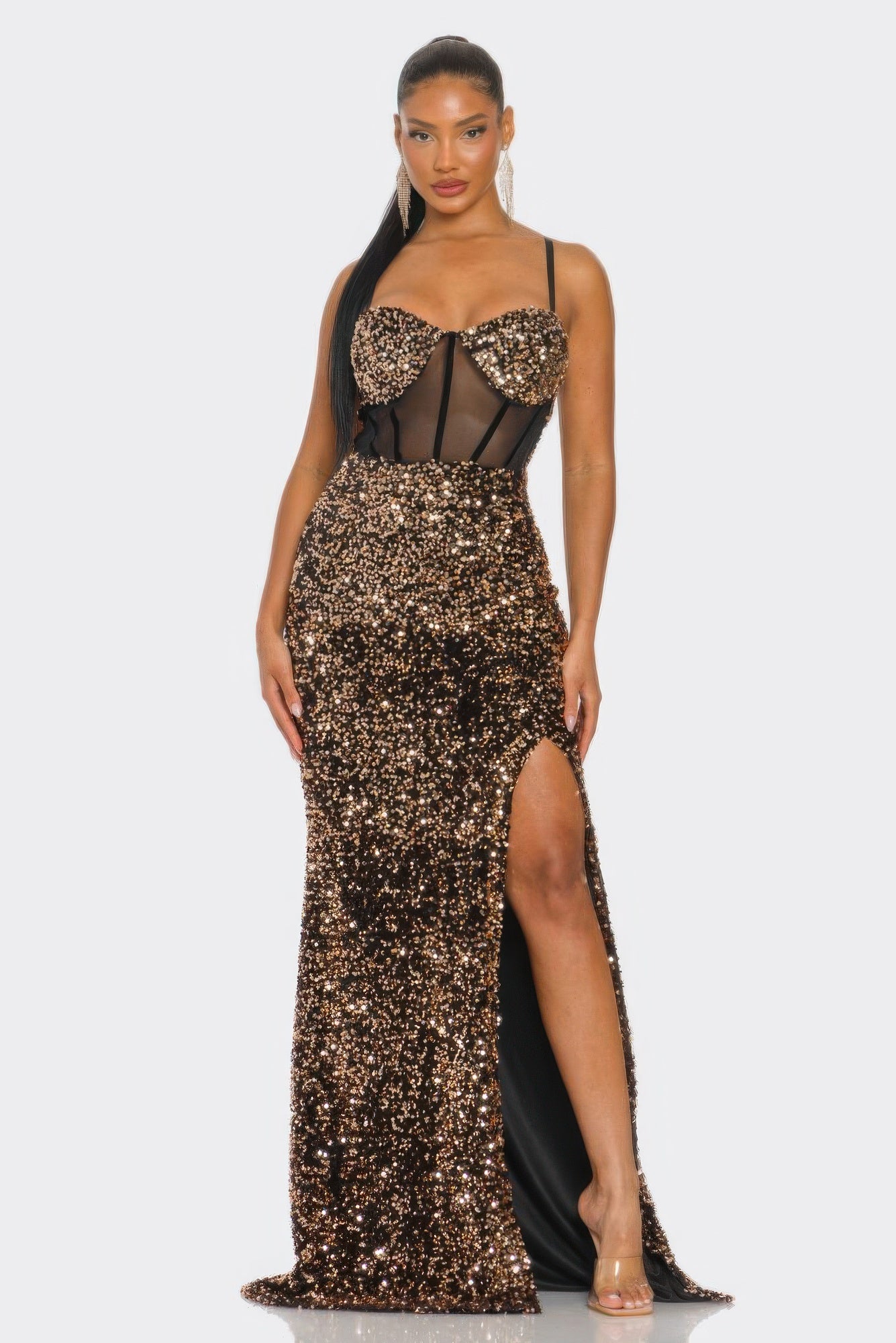 Cecily Teddy Velvet Corset Maxi Dress - Fashions Envy
